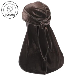 Luxury Designs Graphic With Clouds Printed Velvet Custom Logo Short Tail Durag Hat Durags For Men