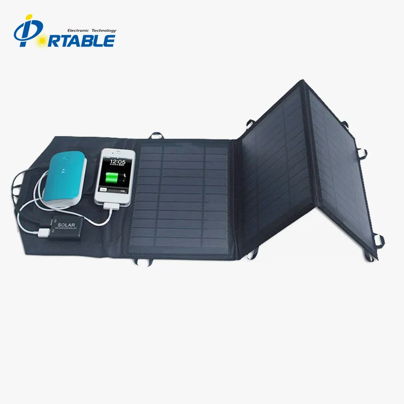 
foldable solar panel charger 19.5W with USB-charging Port for mobile phone, tablet, camping 