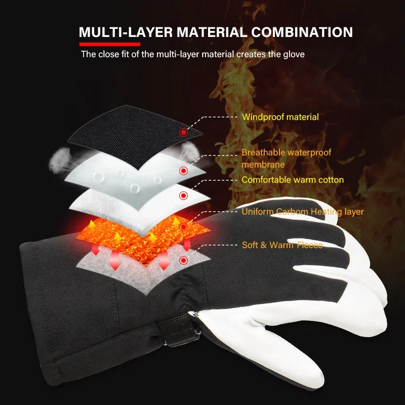 High quality Waterproof Winter Sports Motorcycle Ski Snow Handcuffs Gloves Mitten Warmer Heated Insulated Glove For Men Women