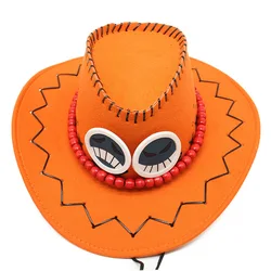 Funny Cool Wholesale OP Anime Cosplay Hat Portgas D Ace Hat Cowboy Hat Souvenirs Pirates Caps Bones Skull Toys Collection Gift