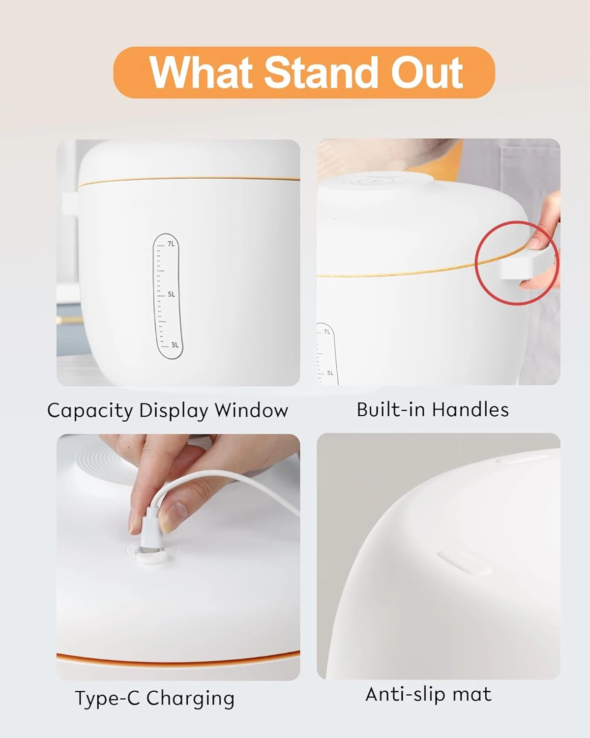 Portable 7L White Dry Food Storage with Automatic Real-time Vacuum Status Healthy Nutritional Grains Viewable Window for Pets