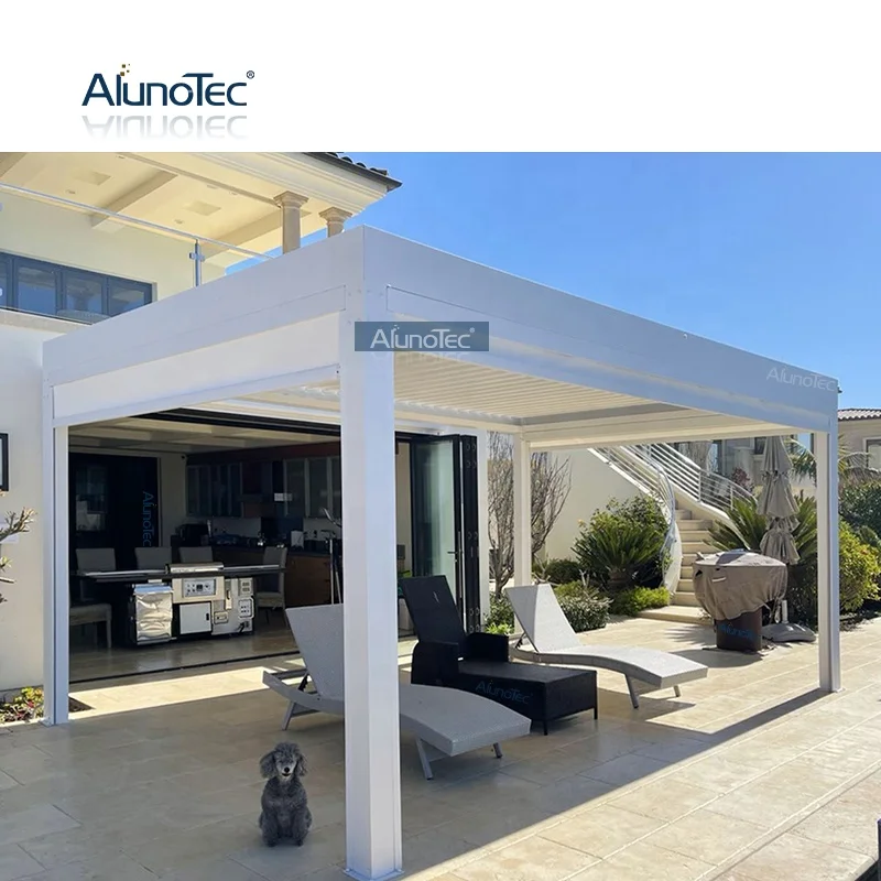 Customized Remote Control Switch Waterproof Rotating Louver Bioclimatic Pergola Design Awning