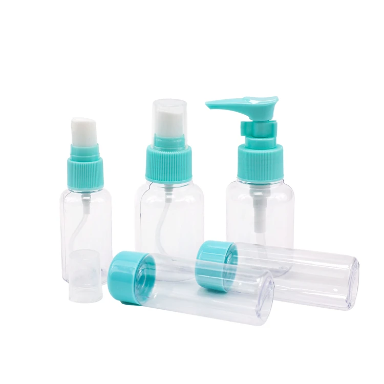 Eco-friendly Pet Plastic Perfume Cosmetic Bottle Set 5pcs Spray Travel Kits for Women customize Kit travel