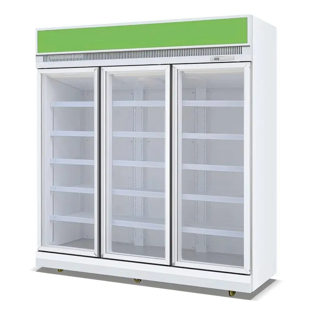 Upright Single-Temperature Vertical Refrigerator with Glass Door Beverage Ice Cream Display Supermarket Shops Cool Climate Type