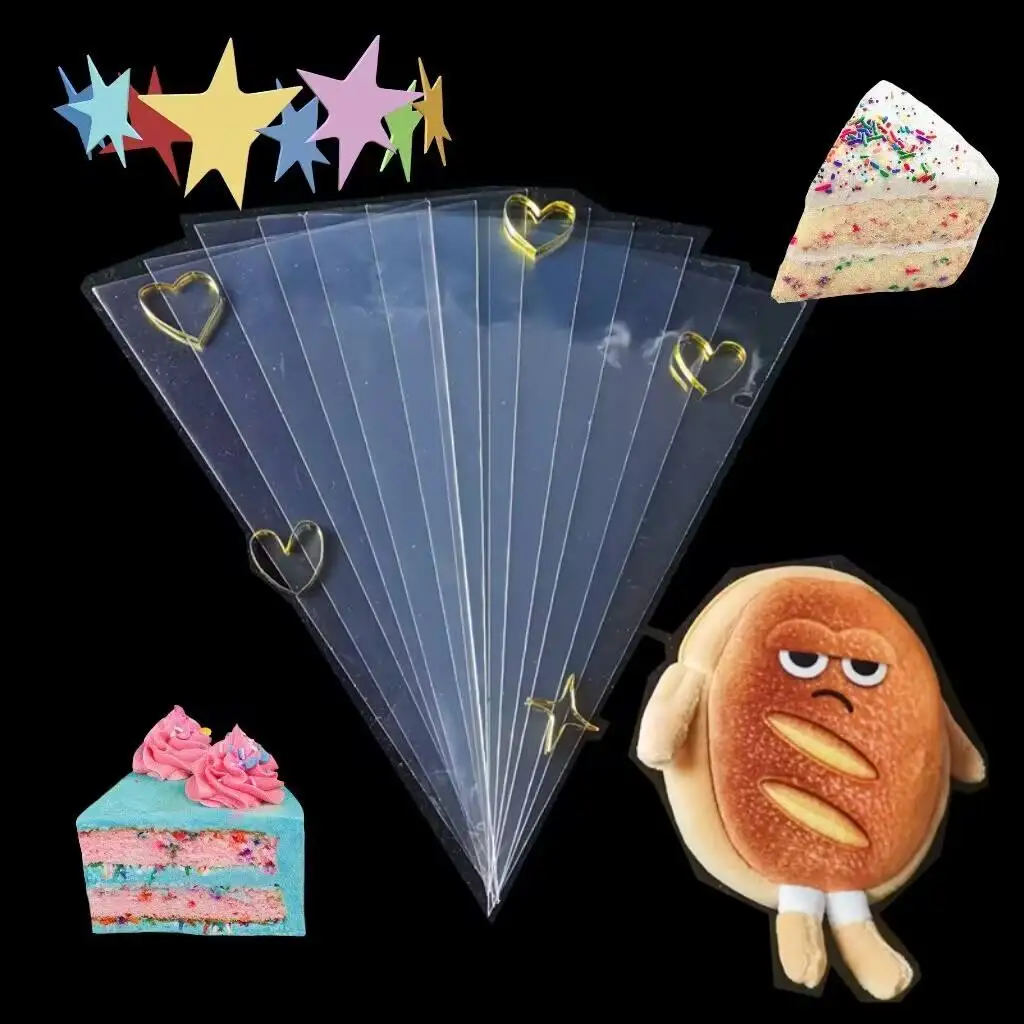 Custom Food Grade Triangle Cone Shaped Dessert Baking Plastic Bag Sweets Cake Cream Icing Popcorn Pastry Piping Bag