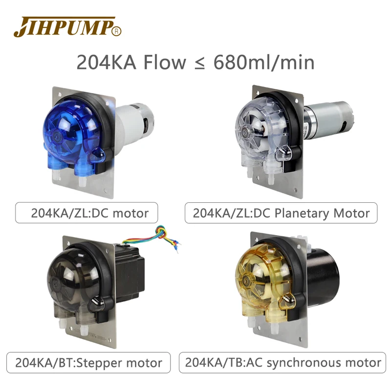 JIHPUMP 4 Rotors Peristaltic Pump 220V 110V with Tygon Tube for Chemicals Filling Environmental Machine