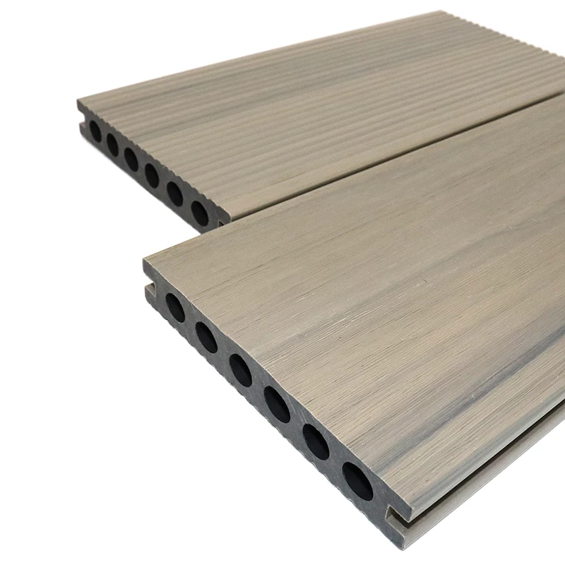 Exterior patio terrace wood look Co-extrusion water resistant hollow brushed capped wpc board decking