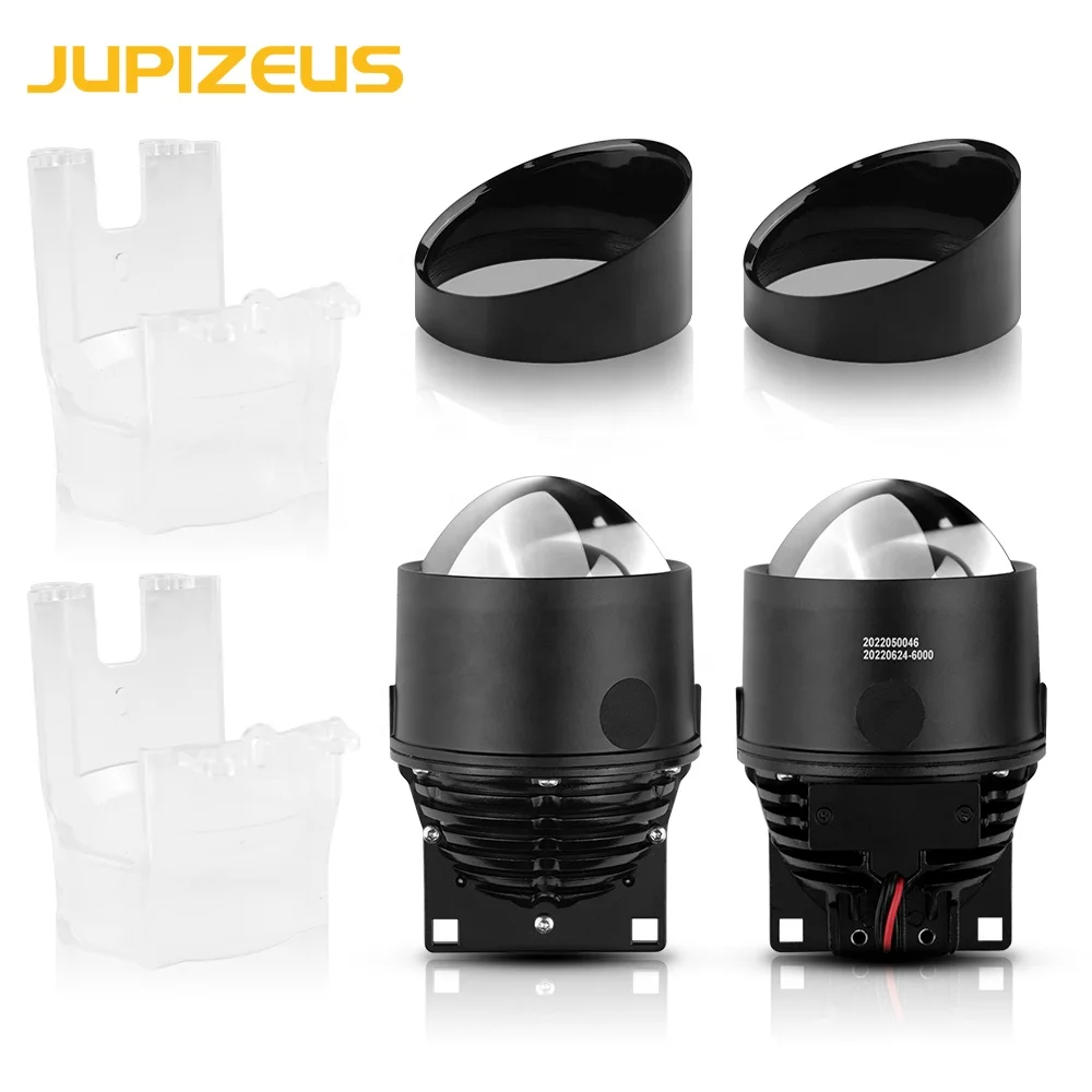 Auto Lighting System 3 Inch Car LED Fog Light High Low Beam 75W Bi LED Projector Lens White Car Headlights