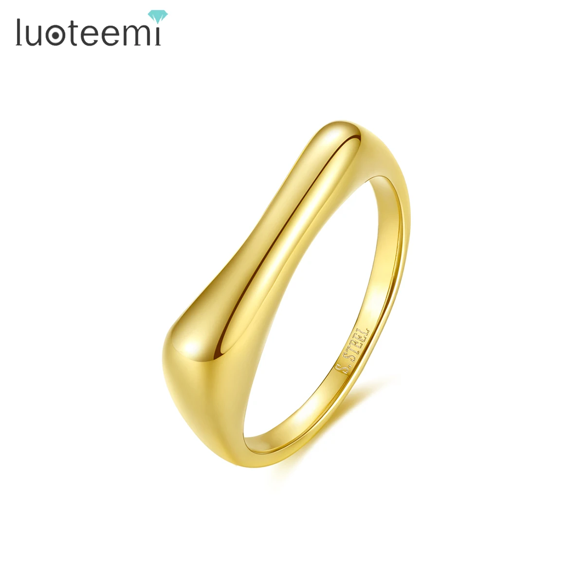 SP-LAM Popular Stainless Steel Metal Luxury Jewellery Woman Fashion Gold Plated Gift Jewelry Punk Ring