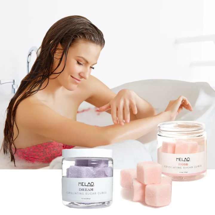 Wholesale private label exfoliating Rose coconut bath scrub cube sugar scrub cubes for body care