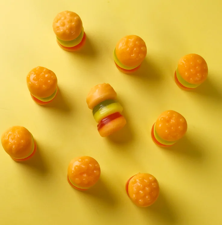 Kids love to eat Hot-selling mini sweet soft fruity flavor hamburger shape gummy candy