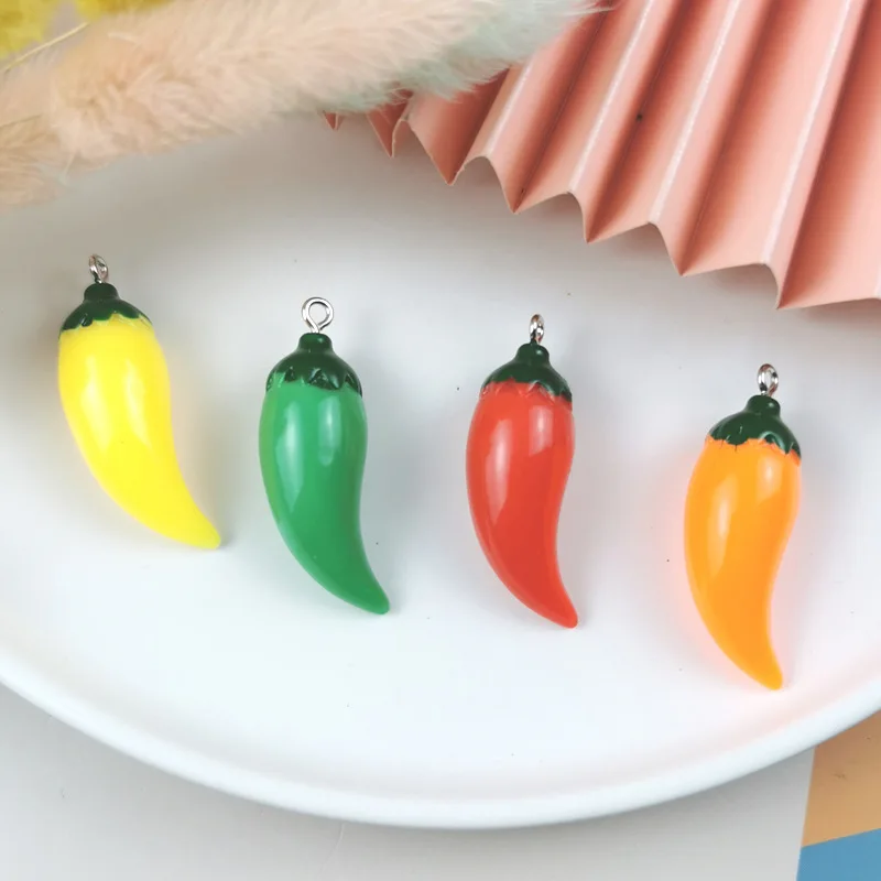 Resin Simulation Pepper Chilli Pendants Charms for Making Necklace Earrings Keychain DIY Jewelry Accessories Supplies