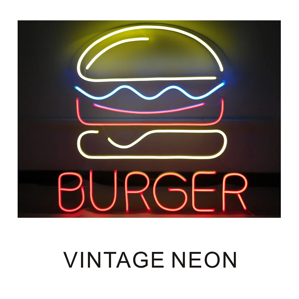 Burger neon logo signage for business led light