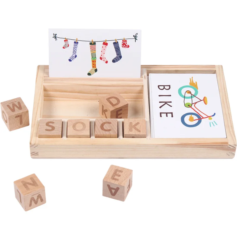 High quality gift children enlightenment early education Montessori  Building blocks word spell learning card toys For kids