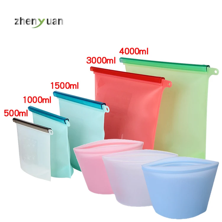 Eco friendly freezer food storage bags BPA free reusable ziplock silicone food storage bag