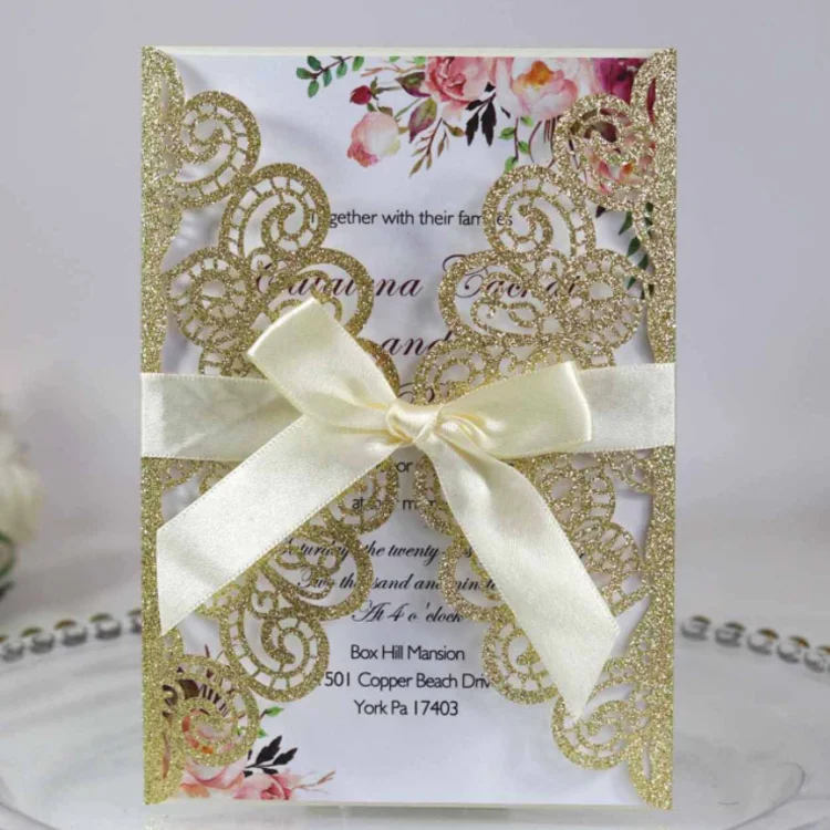 Custom glitter thank your card Muslim wedding festival gift greeting invitation card