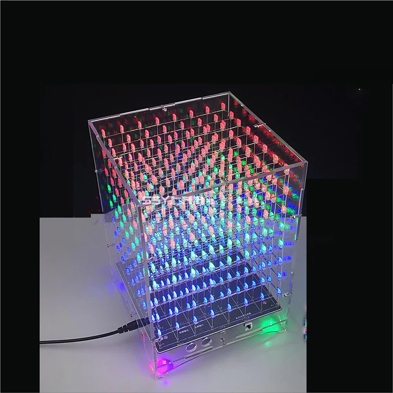 Colorful Light Cubes DIY Kit 8X8X8 WIFI Mobile Phone APP Change Word 888 LED Flashing Smart Electronic Production Parts Gift 3D