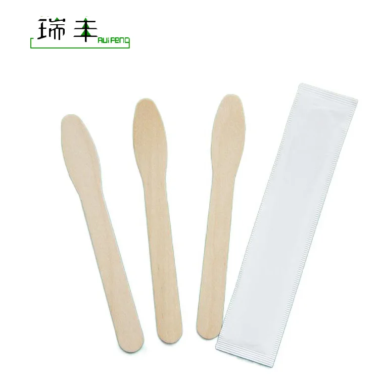75mm Birch wood biodegradable bundled logo printing ice cream spoons