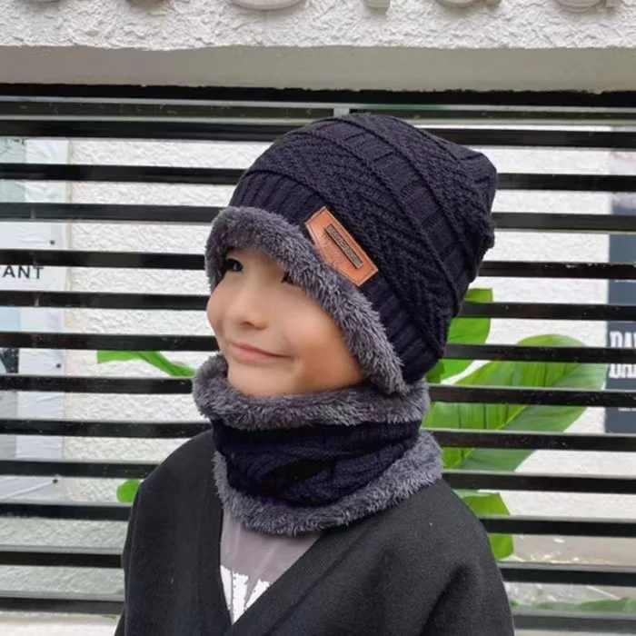 Wholesale Thick Winter Warm Hats With Scarf For Kids Crochet Knitted Cap Scarf Set