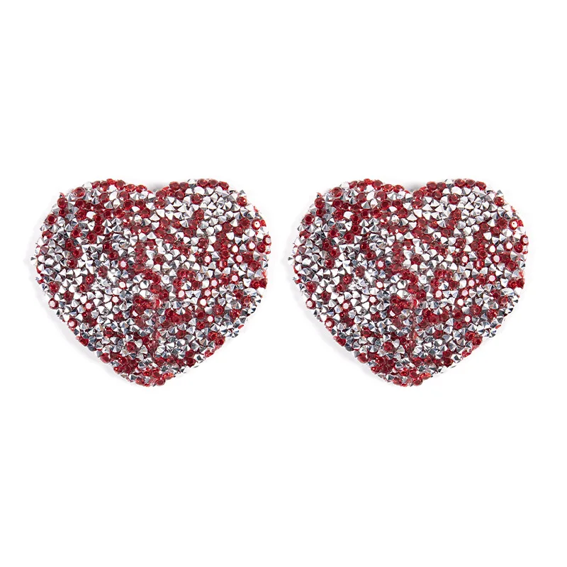 Sexy Reusable Rhinestone Heart Pasties Crystal Breast Covers Body Jewelry Stick Breast Pasties Chest Stickers for Body