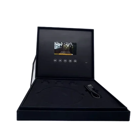 Customize high quality 4.3 inch linen black video jewelry gift box with lcd screen