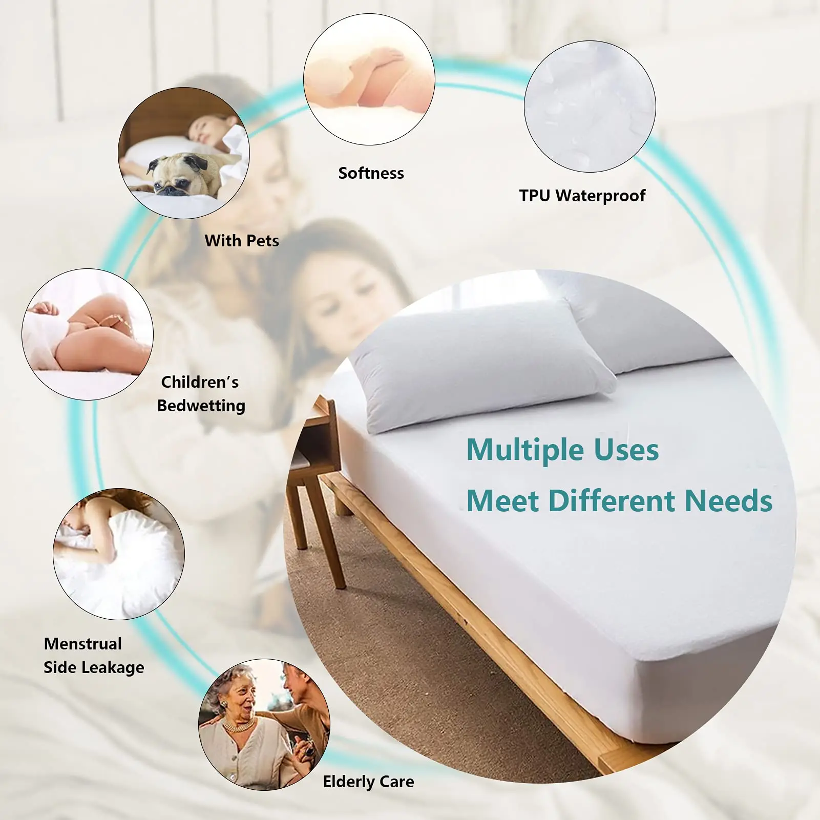Wholesale Waterproof Mattress Encasement Protector Home Bed Sheet Proof Mattress Cover Full Mattress Bed Cover with Zippered