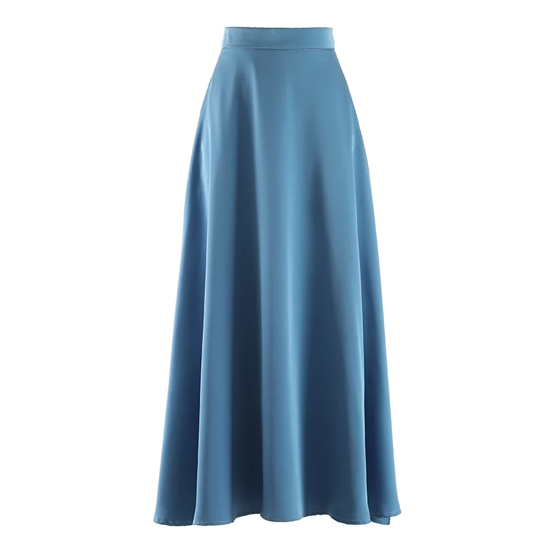 French Vintage Clothes Modern Classy Series Chic Trumpet Zipper-up Satin High Waist Office Ladies Elegant Women Skirt