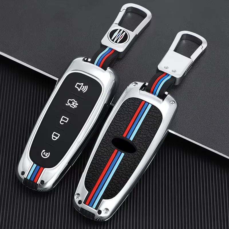 Zinc Alloy+Silicone Car Remote Key Fob Metal Key Shell Holder Suitable for Ford Lincoln Smart Car Key