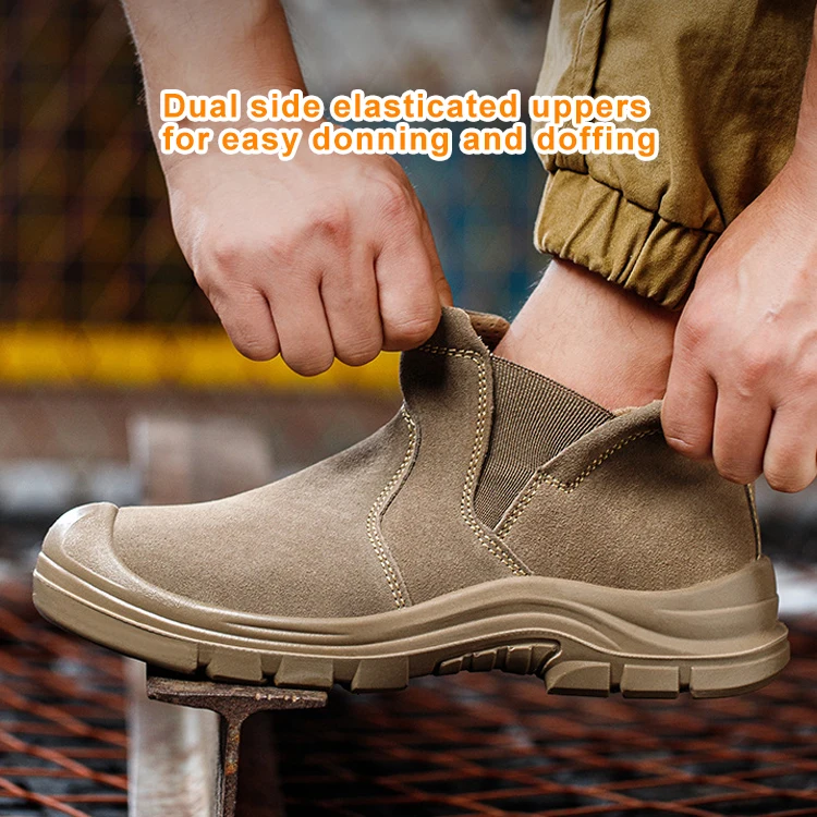New Brown Nubuck Leather Safety Boots Abrasion-Resistant welder work shoes with Steel Toe for Workers Summer Season