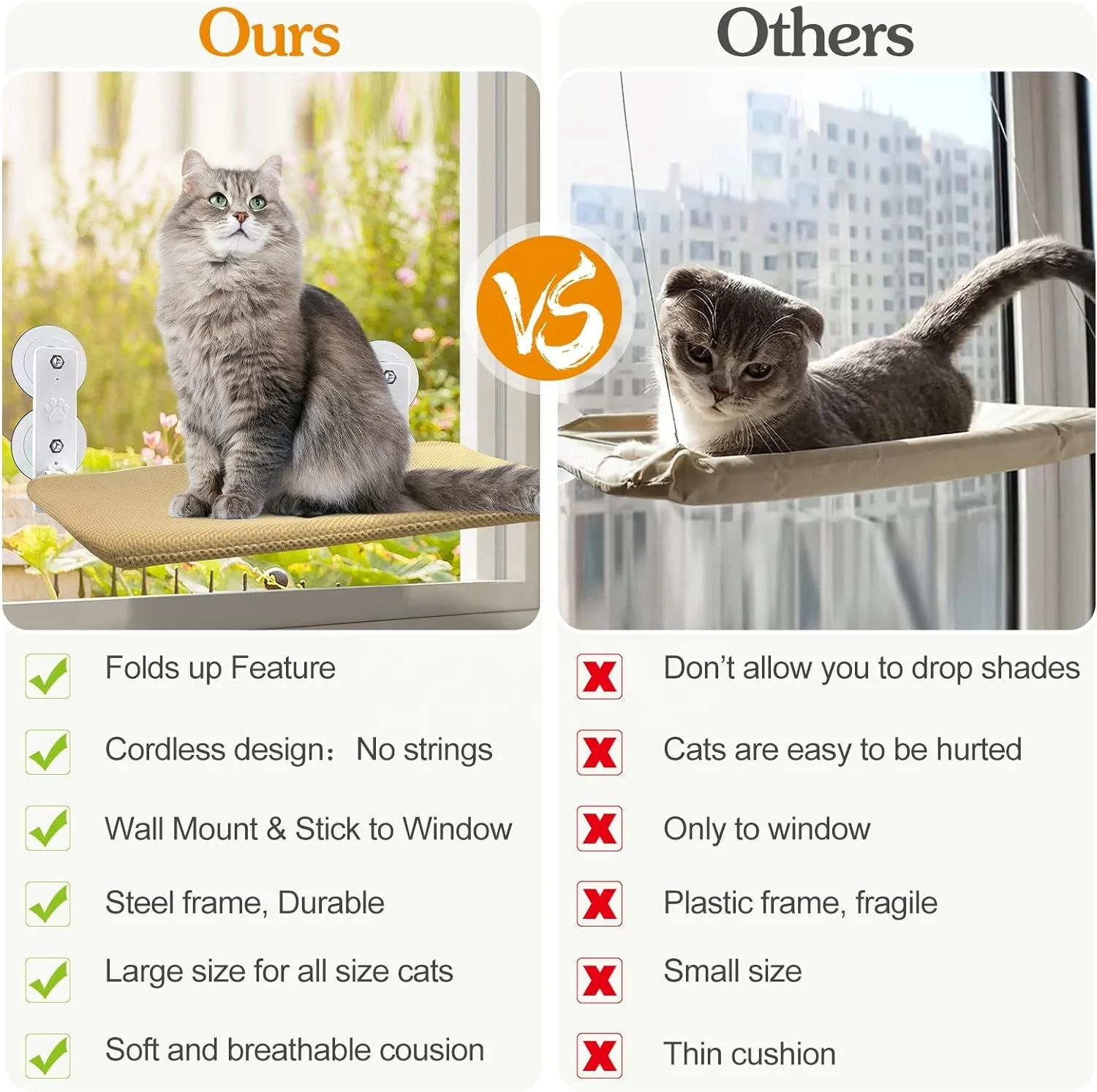 Hot Selling Cat Hammock Window Removable And Washable Cat Hammock Beds Cute Hammock Hanging Beds For Cats