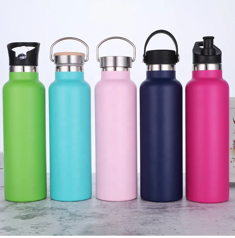 stocked Hot new novelty customized branded logo sport drink double walled stainless steel water bottle with bamboo lid