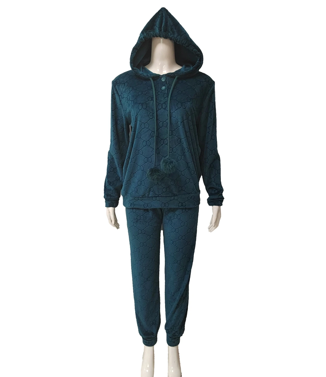 Женский зимний комплект пижам из плотной бархатной ткани с 300 грамм, 2 шт.