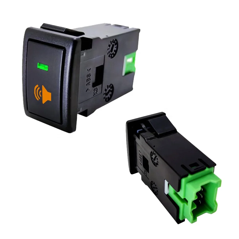 Intelligent green LED Black Hard Surface 4 Pole 12V fog light switch car speaker push button For Suzuki Jimny 2008 2009 Interior