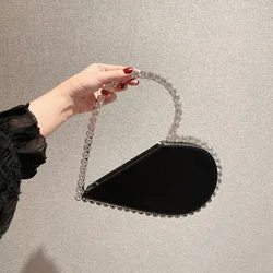 Bolsas De Festa Bling Rhinestone Heart Shape Cutches Wedding Evening Purse For Women Luxury Crystal Cutch Bag Evening Bags