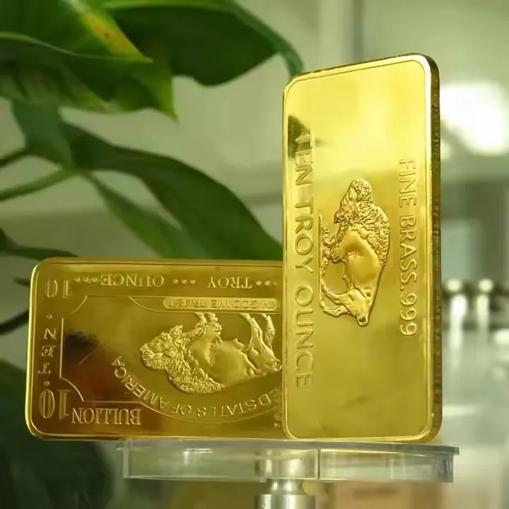 2024 America Bull 1oz golden plated gold bar beauty bar bullion customized make for you