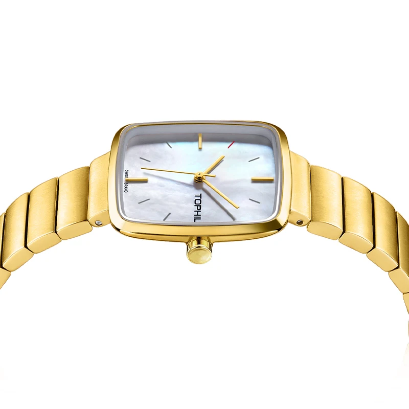 Tophill Custom OEM High End For Womens 316L Stainless Steel Square Swiss Quartz Movement Quartz Watches Minimalist Luxury Style