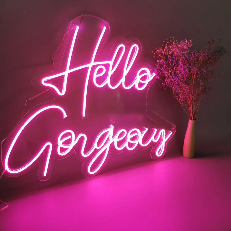 Factory customized one piece minimum order hello gorgeous neon sign