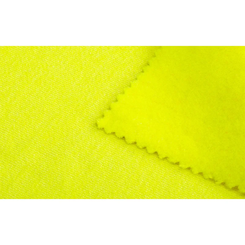 Wholesale ANSI107 10.3OZ Knitted Modacrylic Cotton 60/40 FR High Visible Fluorescent Yellow Fire Retardant Fleece Fabric