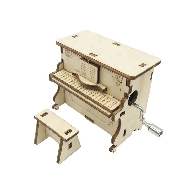 
DIY Piano Shaped Custom Music 3D Wooden Crank Music Box 