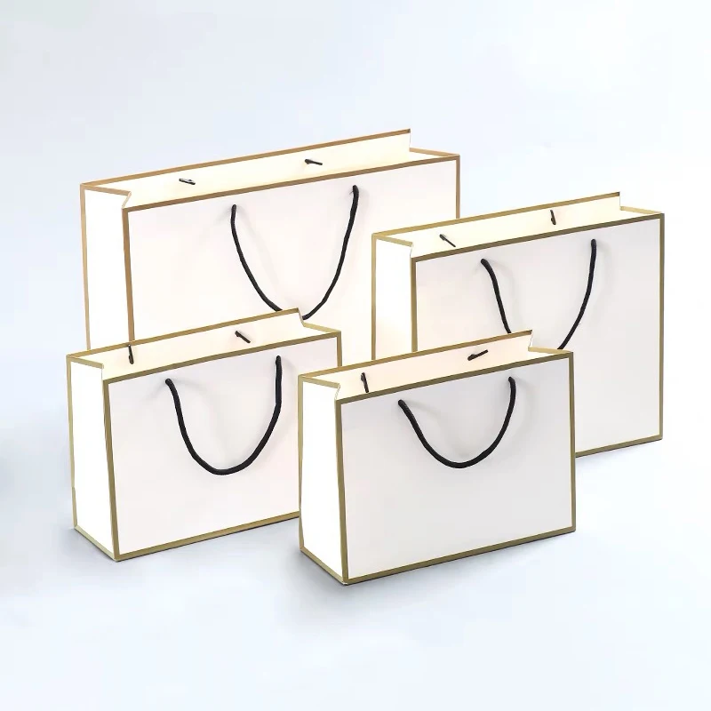 Custom women plain white card matt laminated retail paper shopping super mini bridesmaid groomsmen gift bag rope handle logo