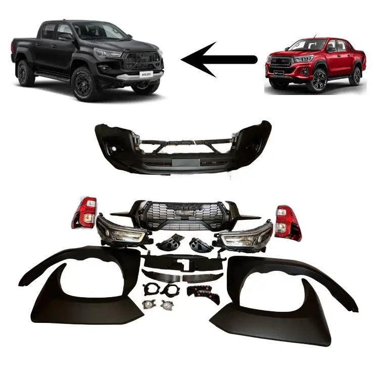 Upgraded Front Bumper Body Kit 4x4 Style Pickup for 2015-2020 Hilux Revo GR Sport 2021 Model Update