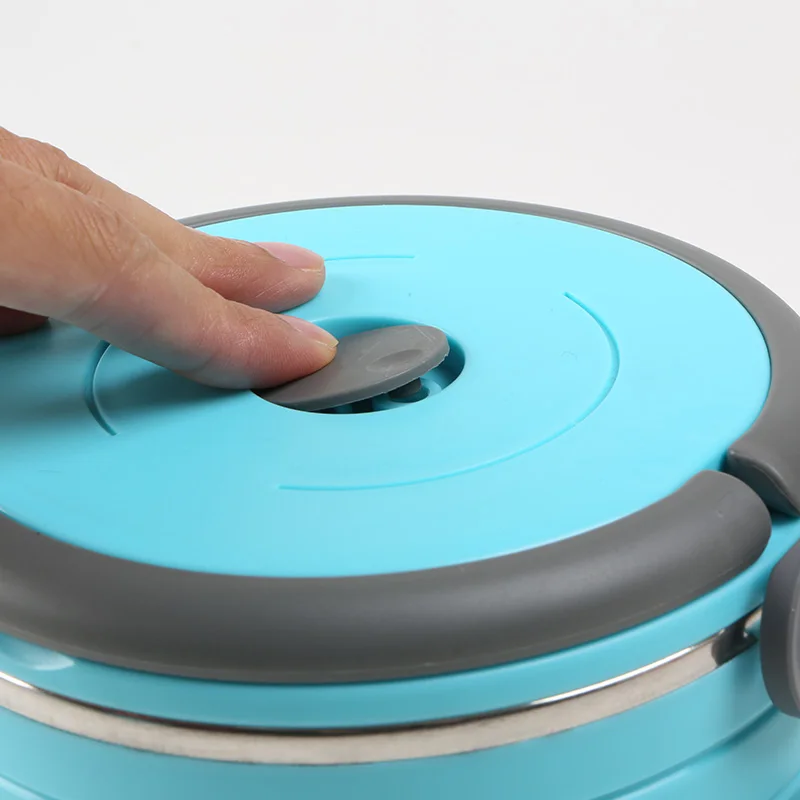 Insulated vacuum lunch box stackable 2 layers round stainless steel lunch box