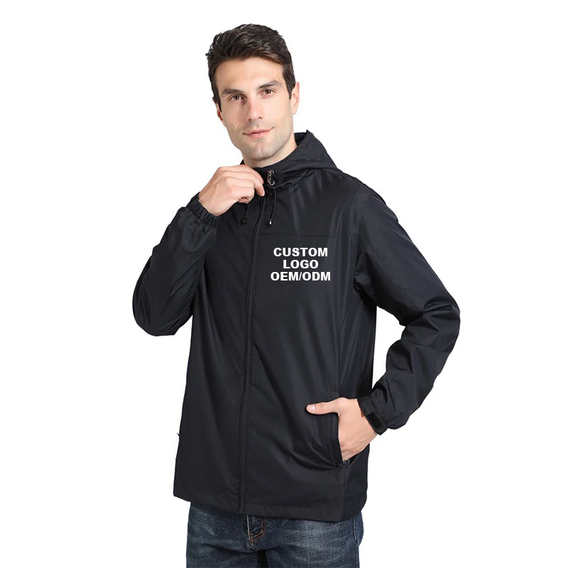 Custom Logo OEM ODM 2022 New Mens Outdoor Waterproof  Thin 2 Layers  Rain Jackets  Men Hoodies Jacket Coats