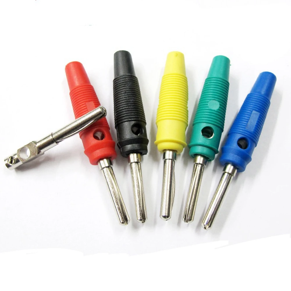 4mm nickel-plated pin banana plug screw crimping PVC plastic assembly stacking 24A rod plug