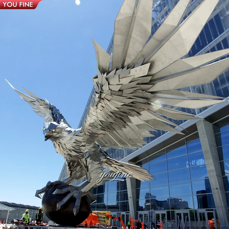 Outdoor Large Art Metal Animals  Stainless Steel Eagle Sculpture