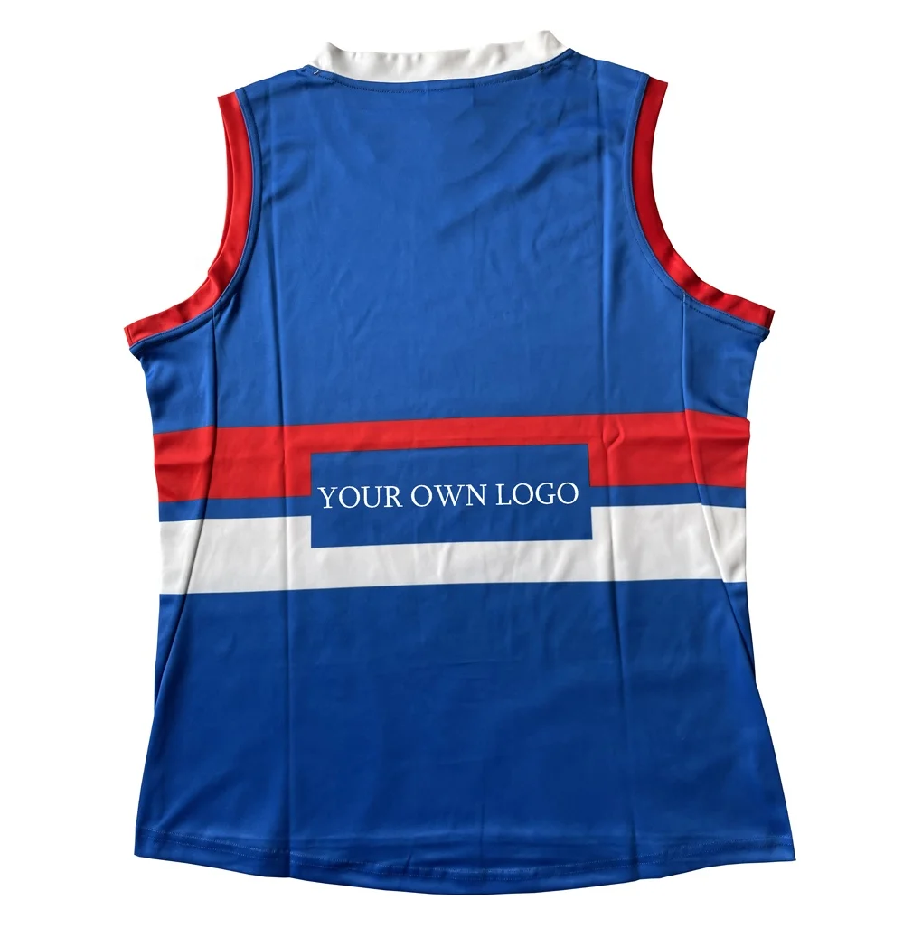 Blue Custom Sublimation Top Vest Rugby Afl Football Jersey