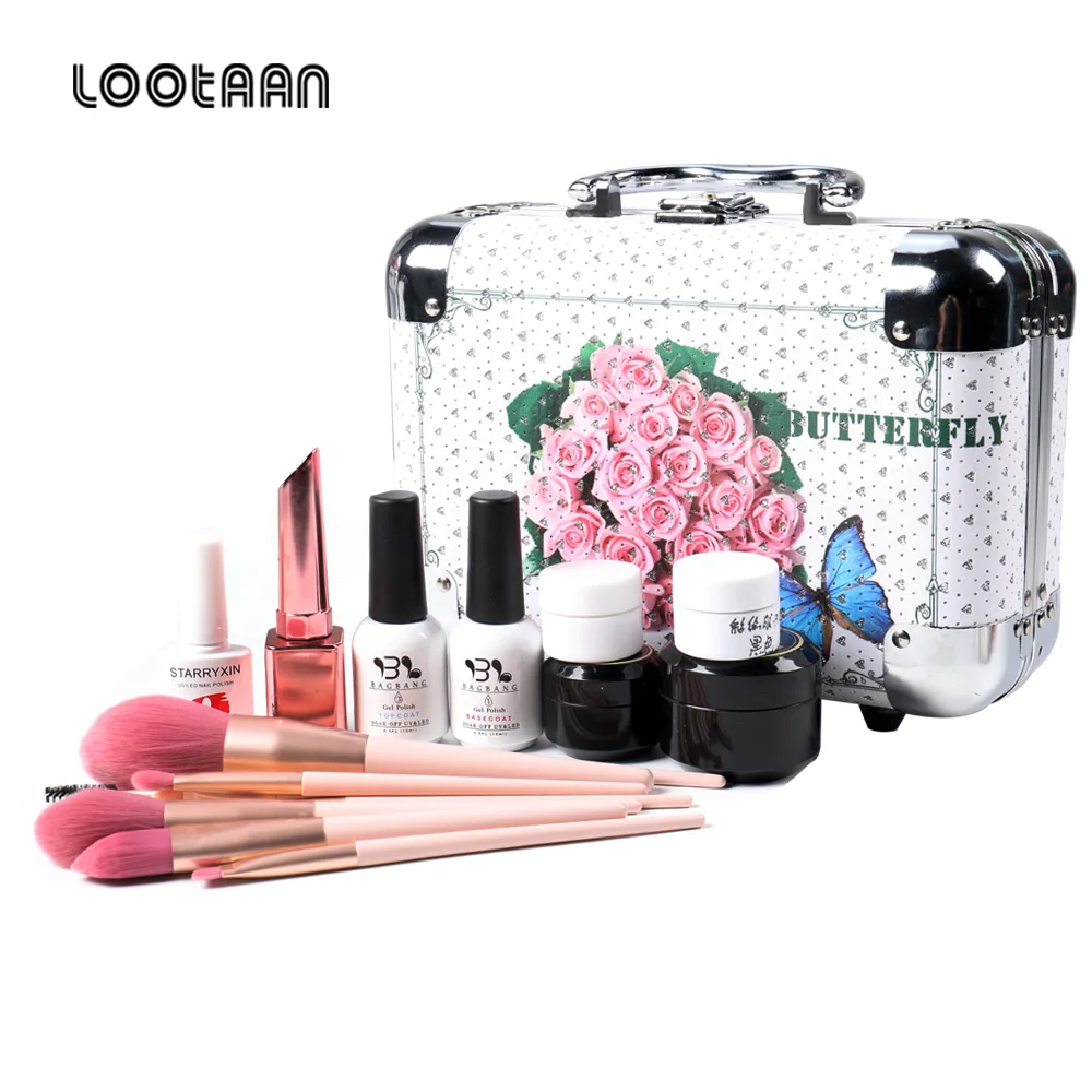 2021 Woman Custom Logo Makeup Bag Wholesale Silver White Color Case Nail Art Brush Box Leather Case Makeup Brush Set Bag