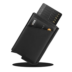 Мини-кошелек из натуральной кожи с алюминиевым металлическим отделением для кредитных карт, 2021, мужской и женский Умный кошелек, деловые держатели для карт, мужской бумажник Rf