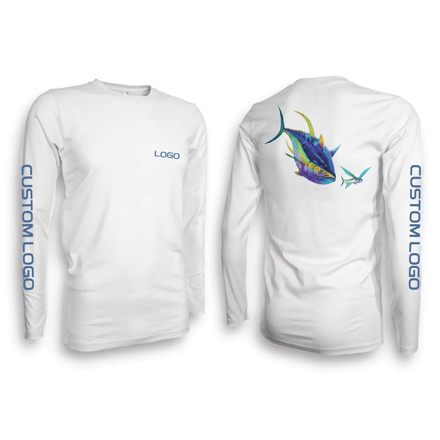 High Quality Custom Logo 100% Polyester Quick Dry Lightweight Fishing T Shirts Uv Protection Long Sleeve Fishing Shirts