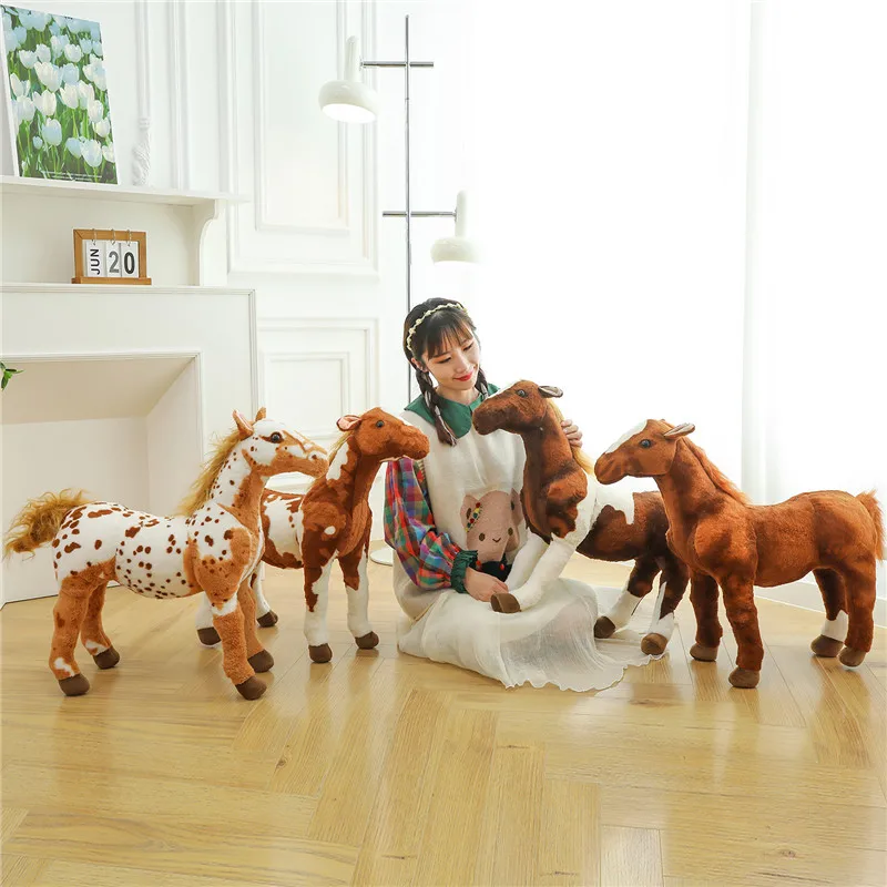 30cm Simulation Horse Plush Toys Cute Stuffed Animal Doll Soft Realistic Horse Toy Kids Birthday Gift Home Decoration